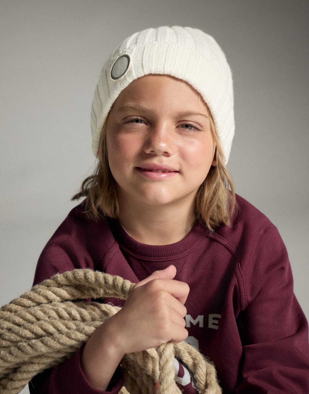 Rib knit beanie White Boys - Brunello Cucinelli