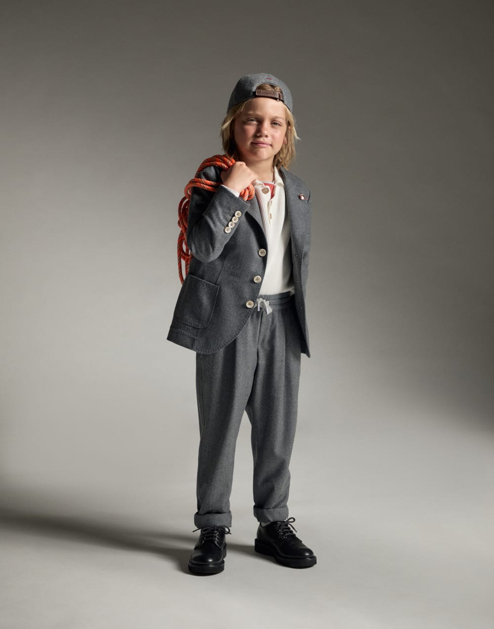 Lightweight knit Polo Panama Boys - Brunello Cucinelli