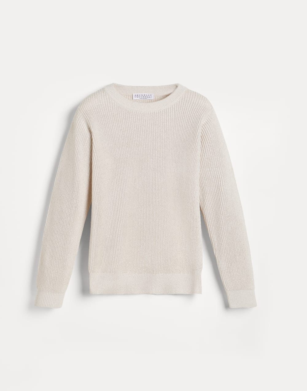 双线棉闪烁针织衫 巴拿马色 女童 - Brunello Cucinelli