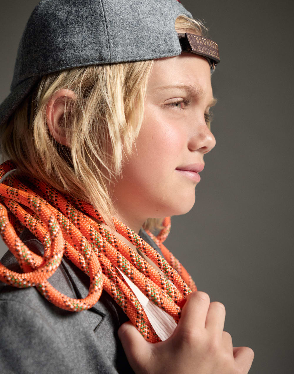 法兰绒篮球帽 灰色 男童 - Brunello Cucinelli