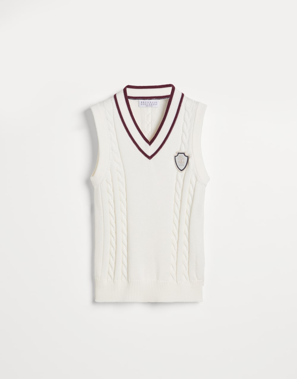 纯棉编织背心 白色 男童 - Brunello Cucinelli