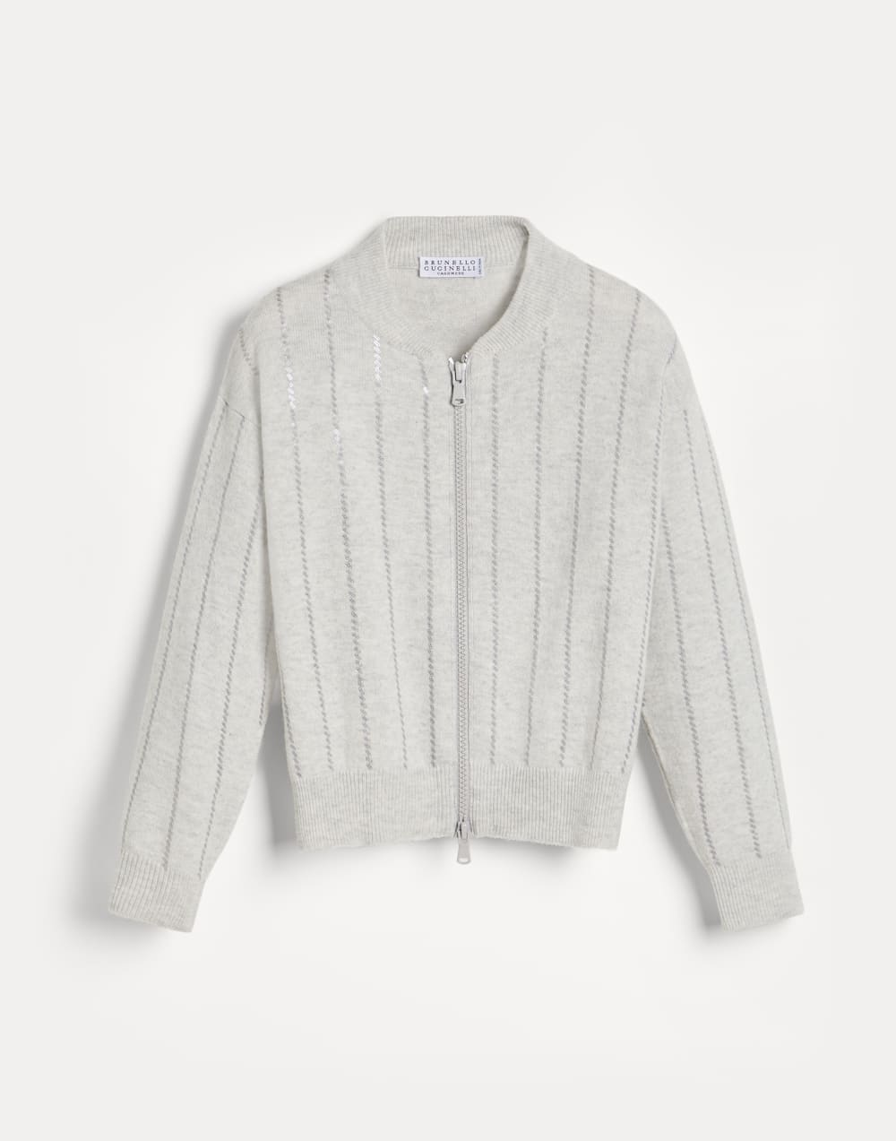 Dazzling Embroidery cardigan Light Grey Girls - Brunello Cucinelli