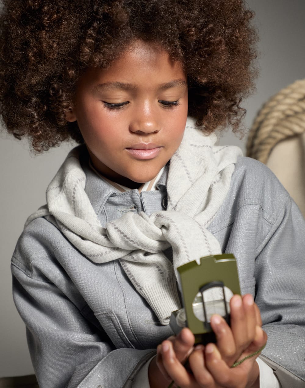 Dazzling Embroidery cardigan Light Grey Girls - Brunello Cucinelli