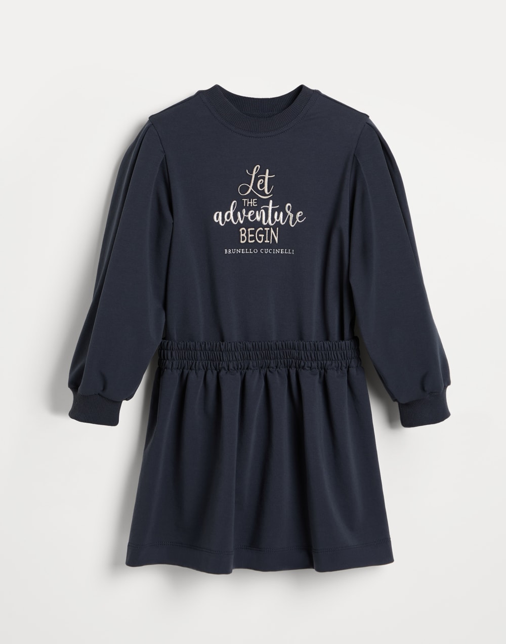 French terry dress Blue Girls - Brunello Cucinelli