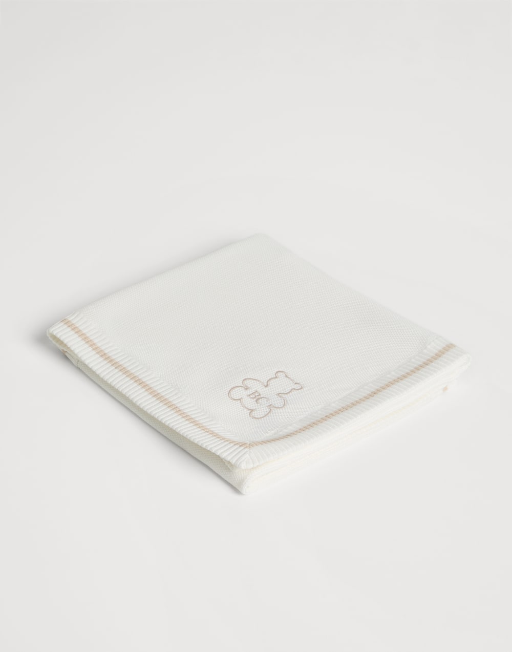 伯尼小熊幼童刺绣盖毯 米黄 幼童 - Brunello Cucinelli