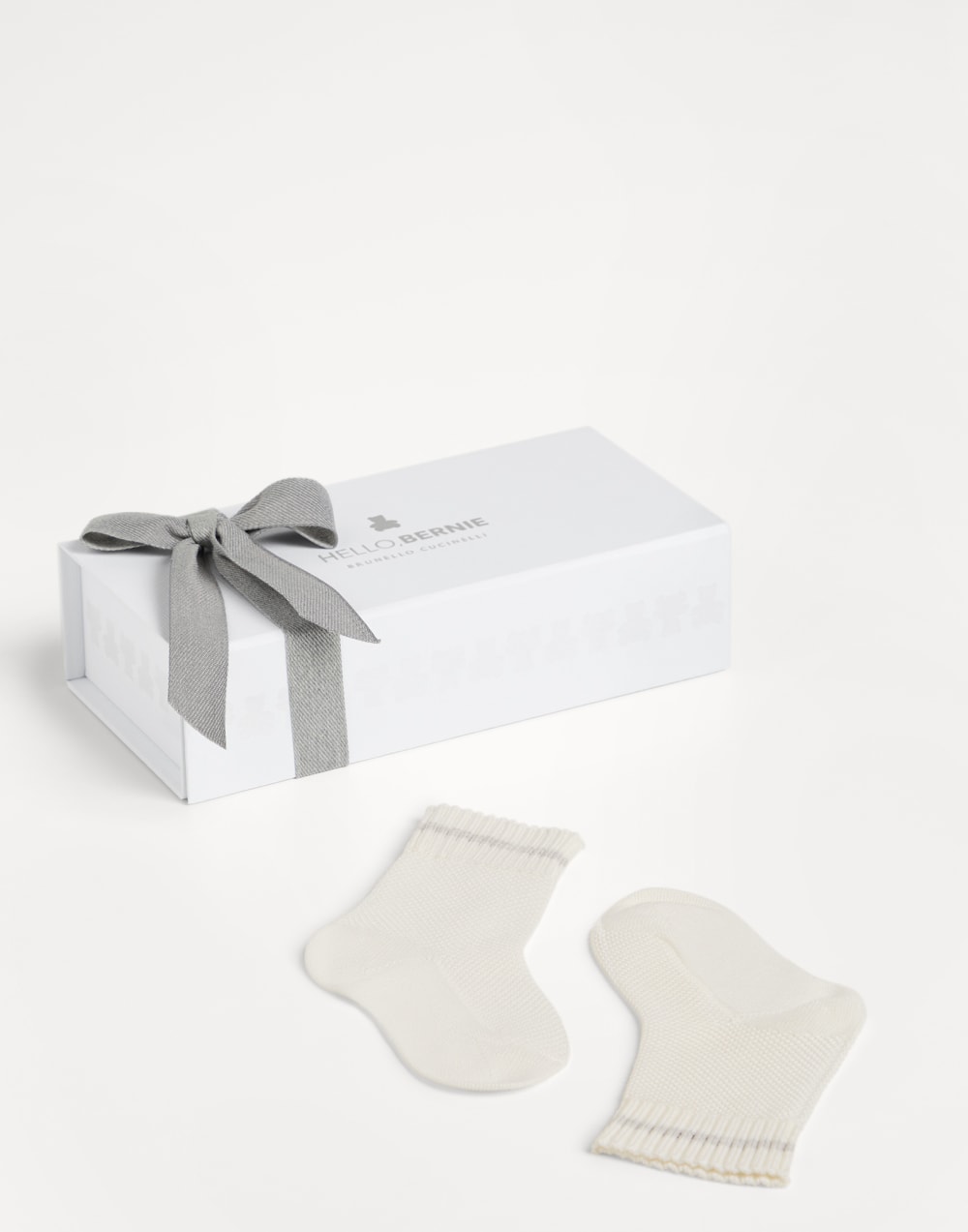 Calcetines Baby Bernie con punto Waffle Gris Claro Bebé - Brunello Cucinelli
