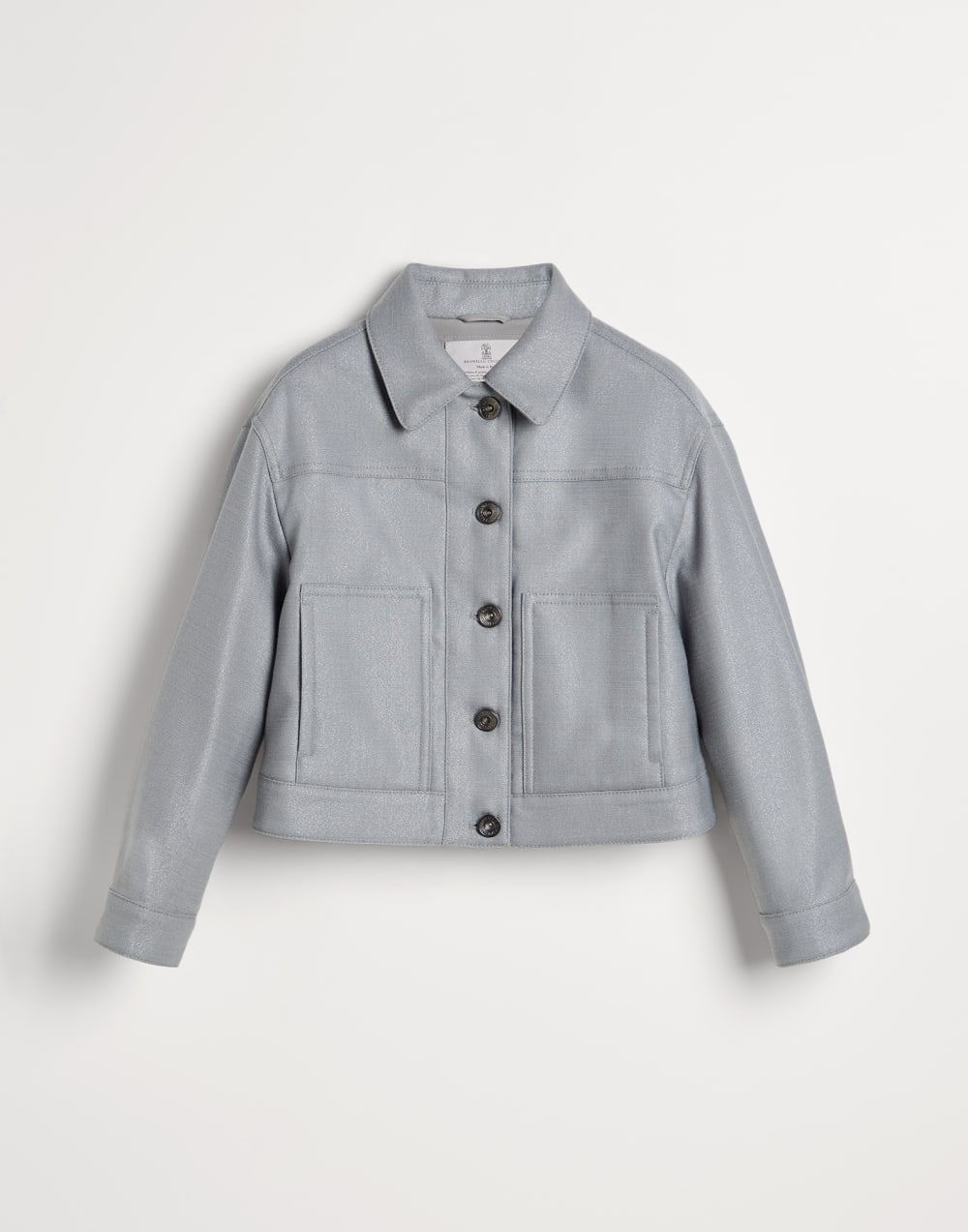 Virgin wool Panama outerwear jacket Pearl Grey Girls - Brunello Cucinelli