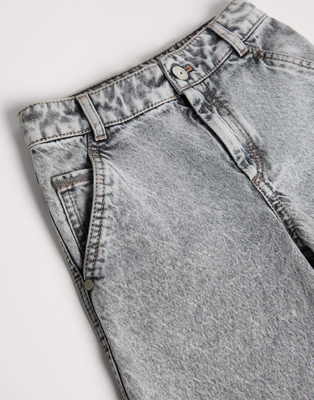 Soft Curved trousers Grey Denim Girls - Brunello Cucinelli