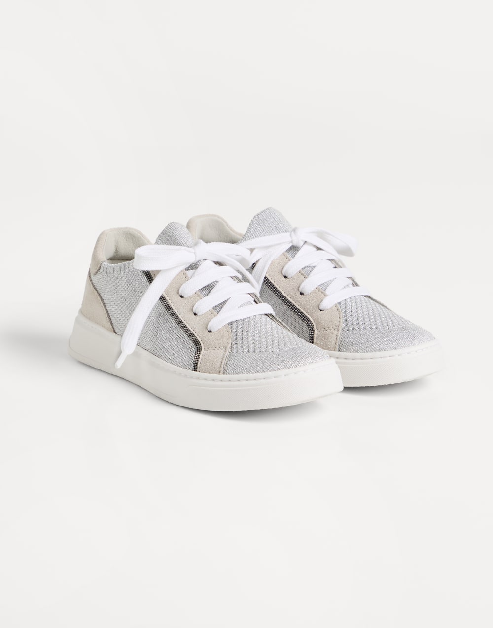 Suede and knit sneakers Light Grey Girls - Brunello Cucinelli
