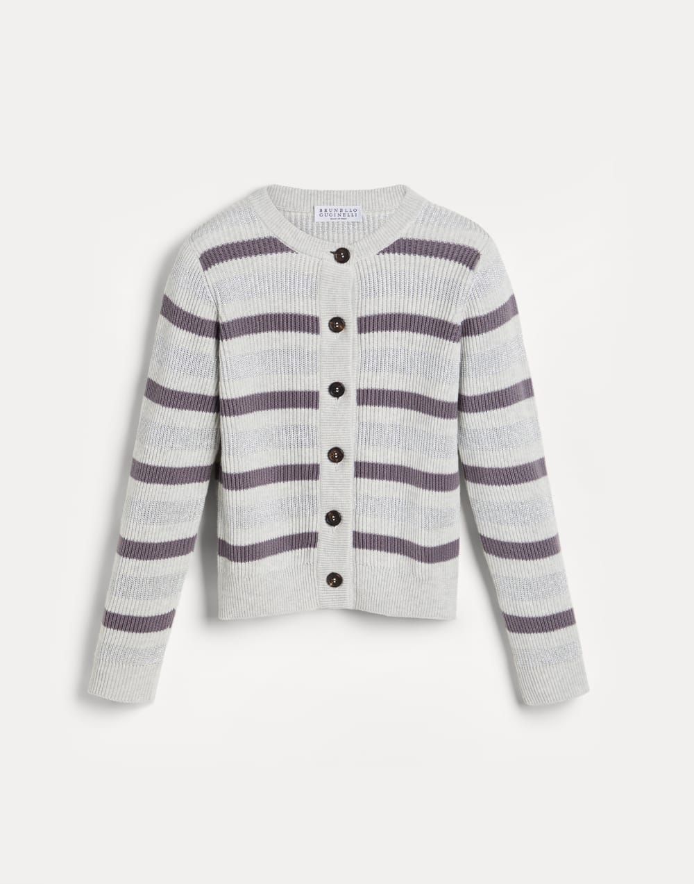 Кардиган Sparkling Stripes из хлопка Серый Девочки - Brunello Cucinelli