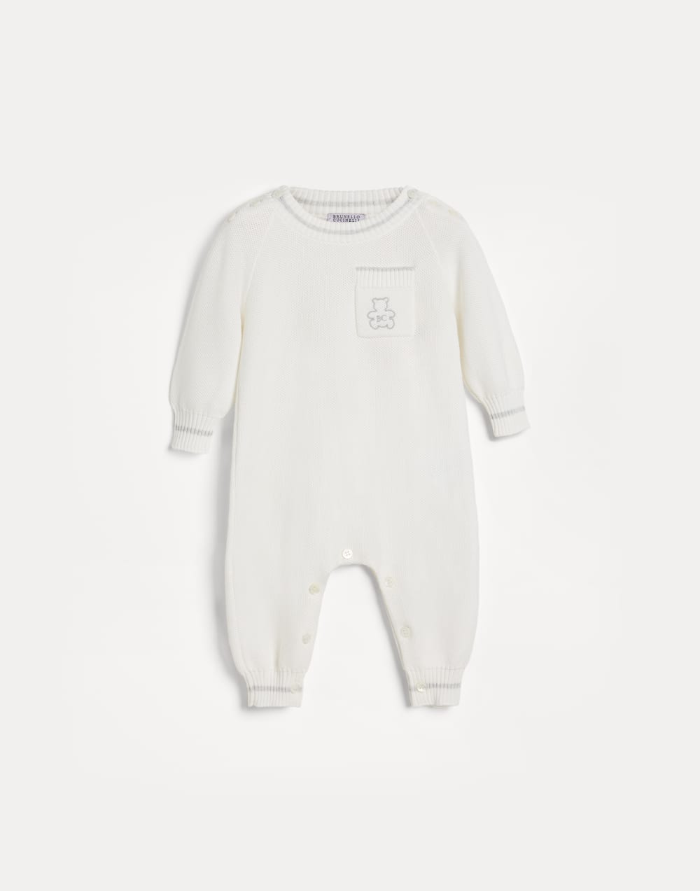 Baby Bernie knit coverall Panama Baby - Brunello Cucinelli