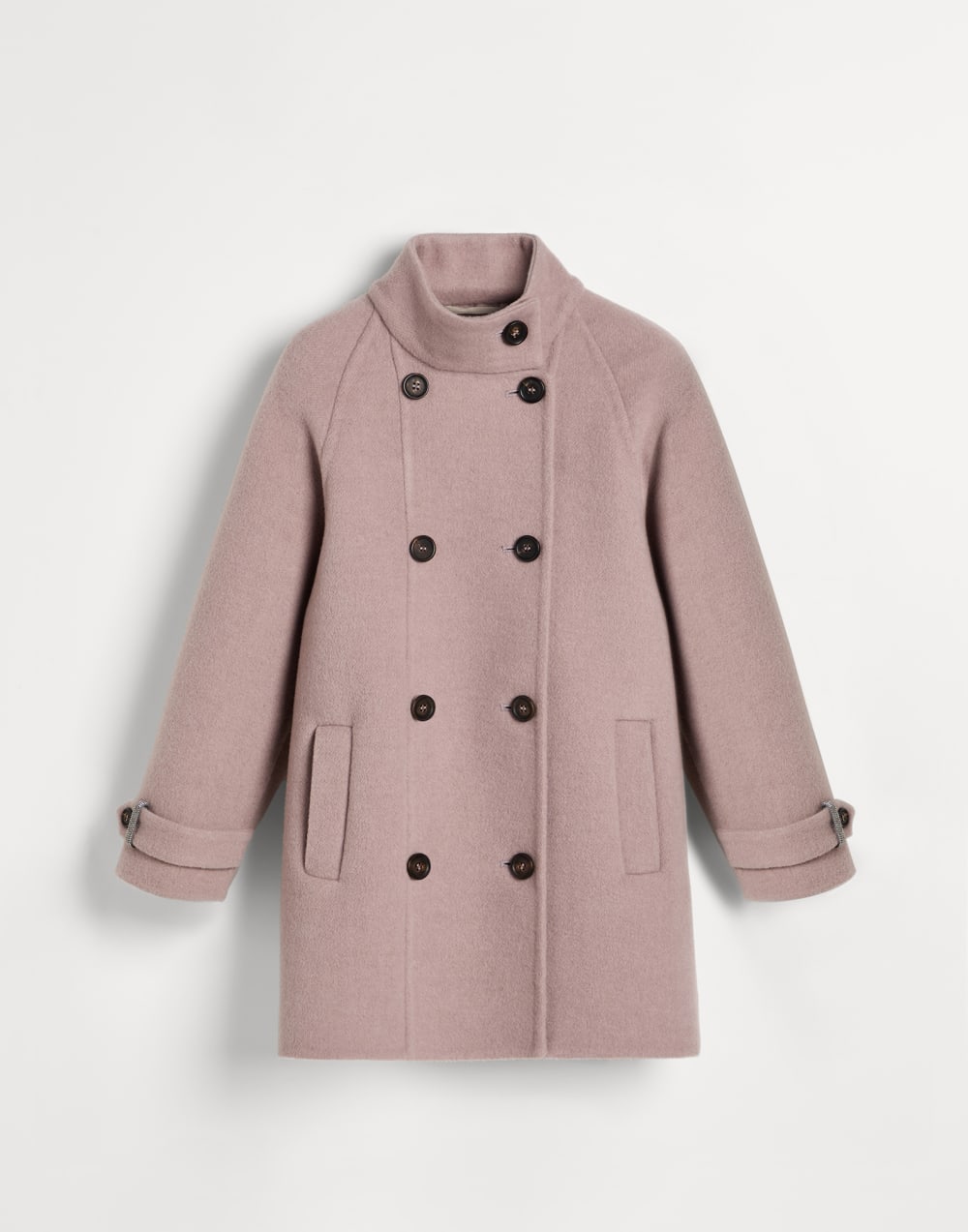 Double fabric coat with monili Pink Girls - Brunello Cucinelli