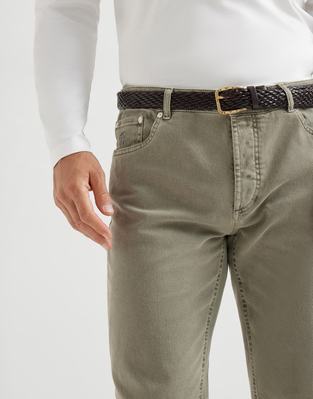 Lightweight denim trousers Khaki Man - Brunello Cucinelli