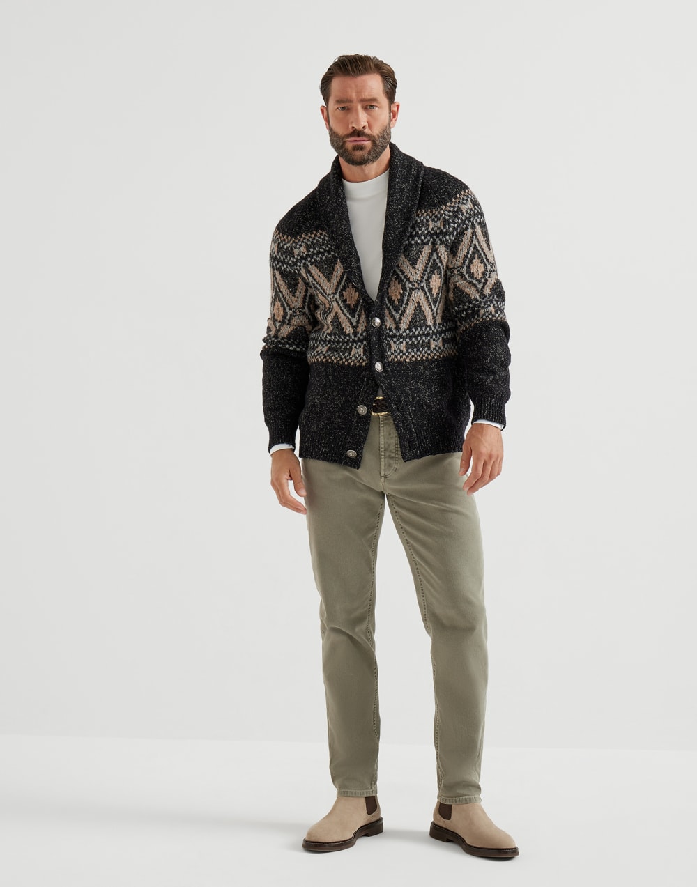 Lightweight denim trousers Khaki Man - Brunello Cucinelli