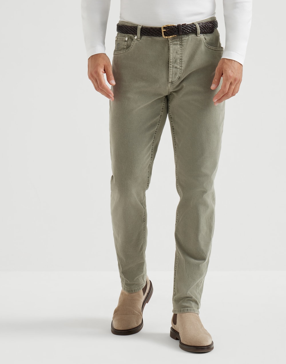 Lightweight denim trousers Khaki Man - Brunello Cucinelli