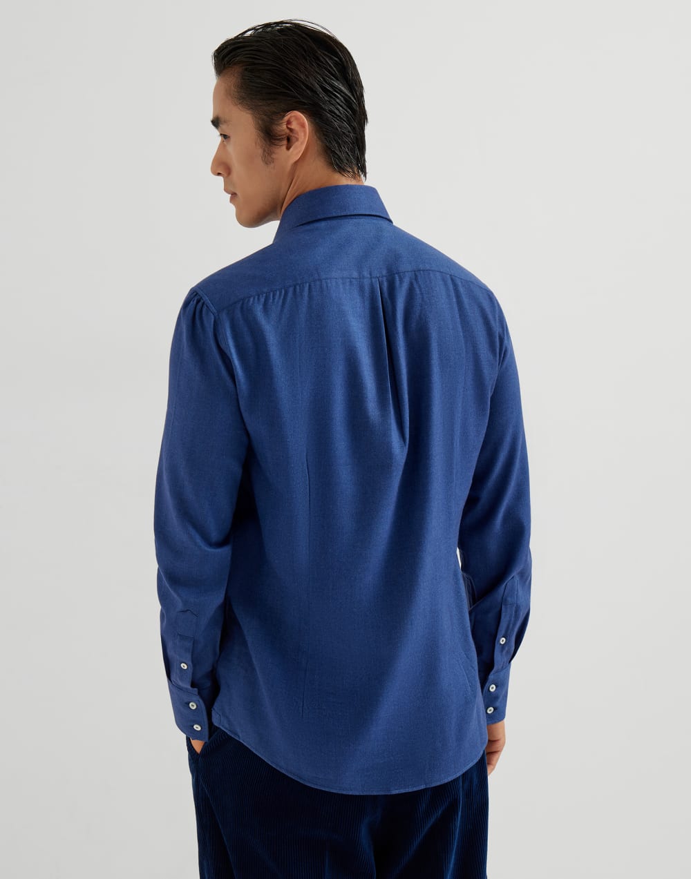 Flannel chevron shirt Avio Blue Man - Brunello Cucinelli