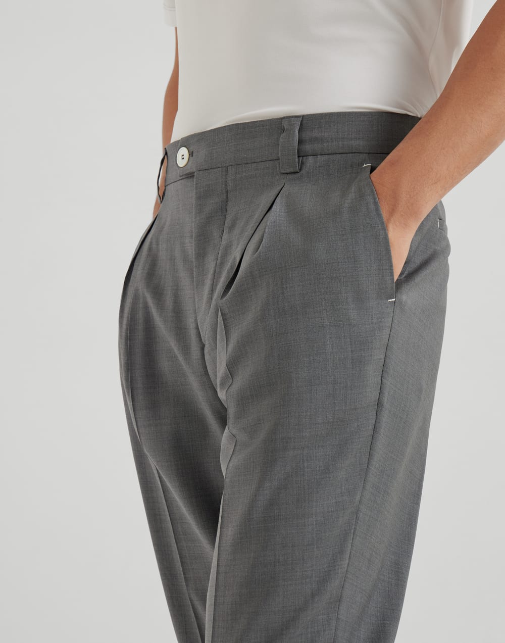 Virgin wool trousers Medium Grey Man - Brunello Cucinelli