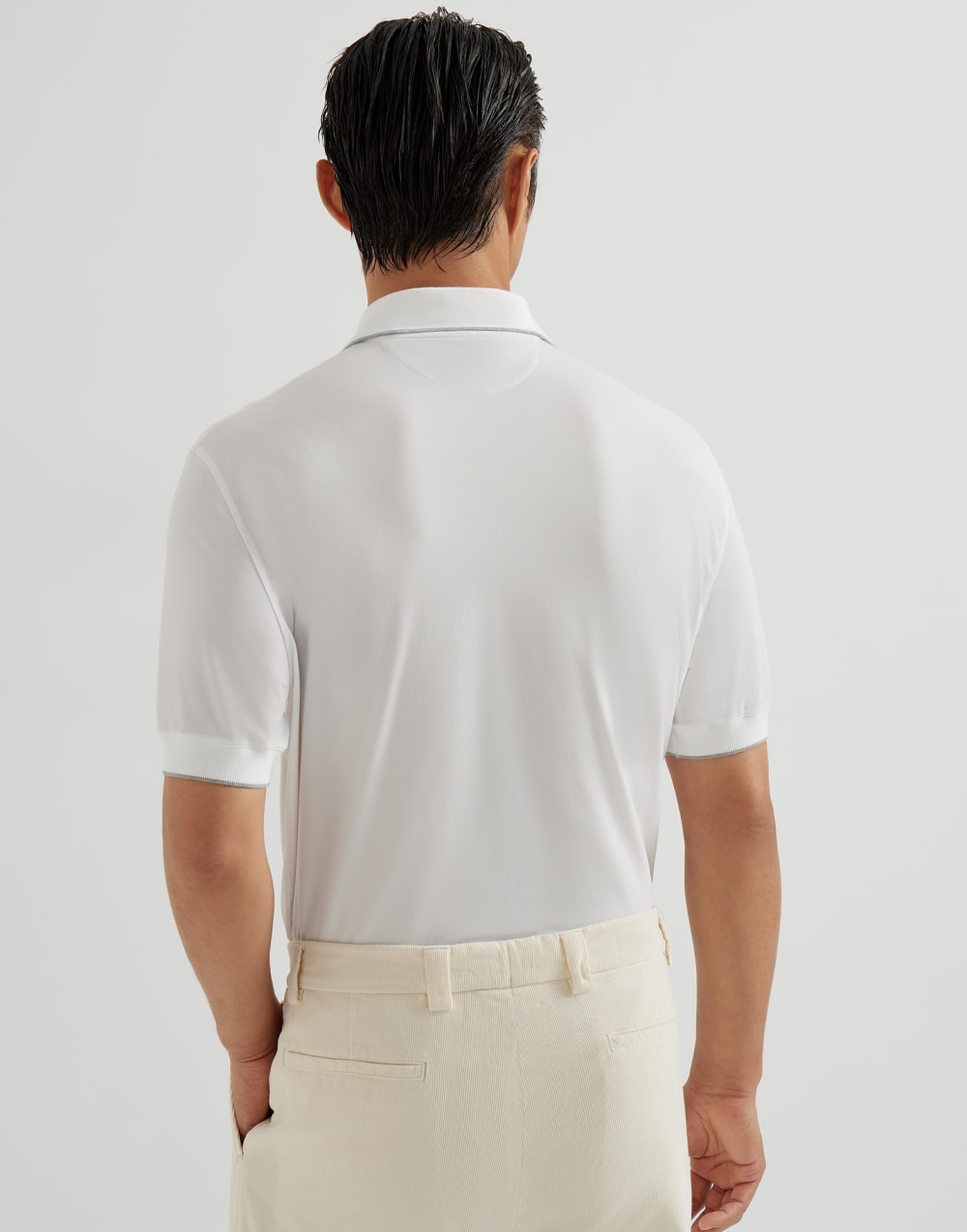 Poloshirt aus Pikee Weiß Herren - Brunello Cucinelli