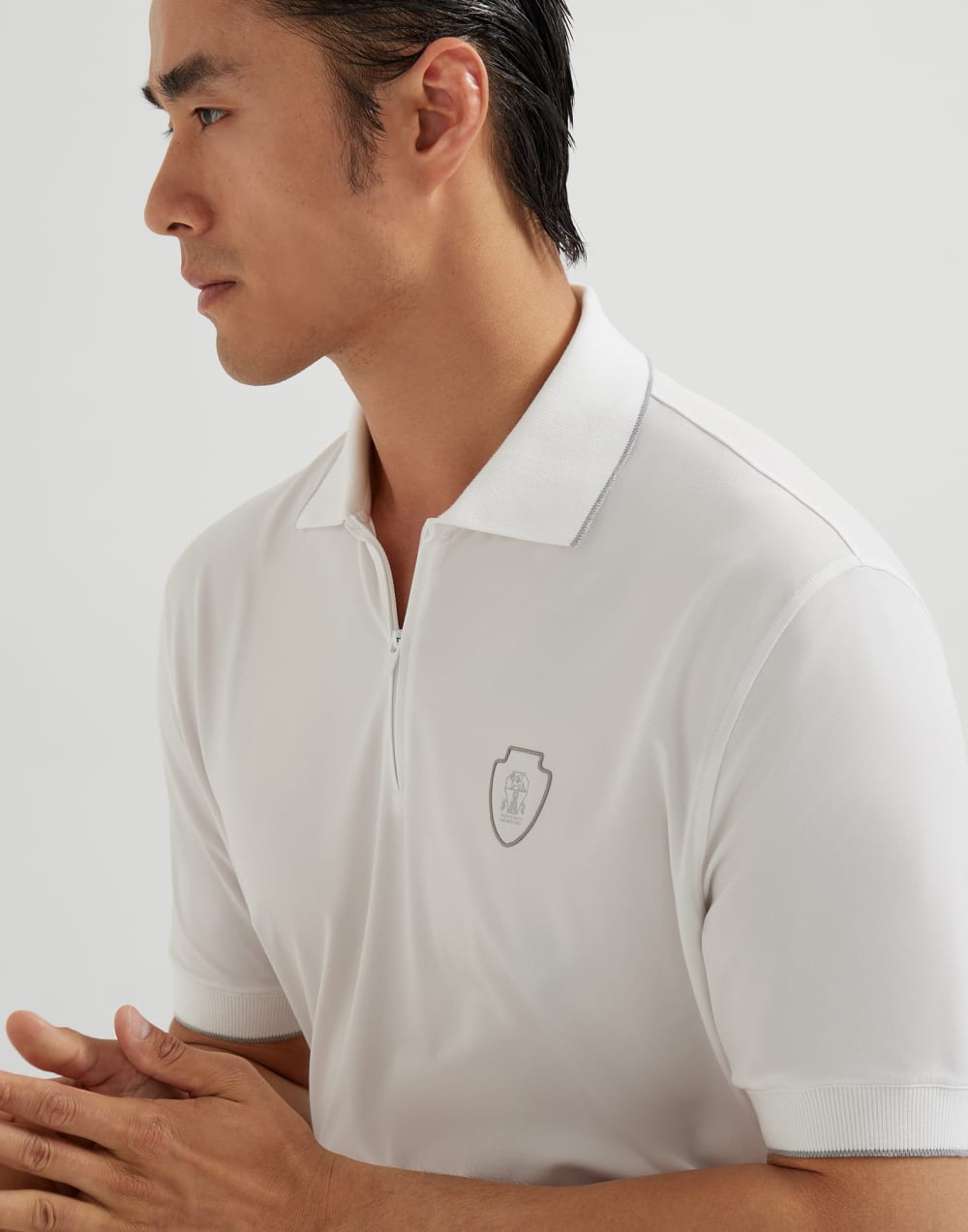 Poloshirt aus Pikee Weiß Herren - Brunello Cucinelli