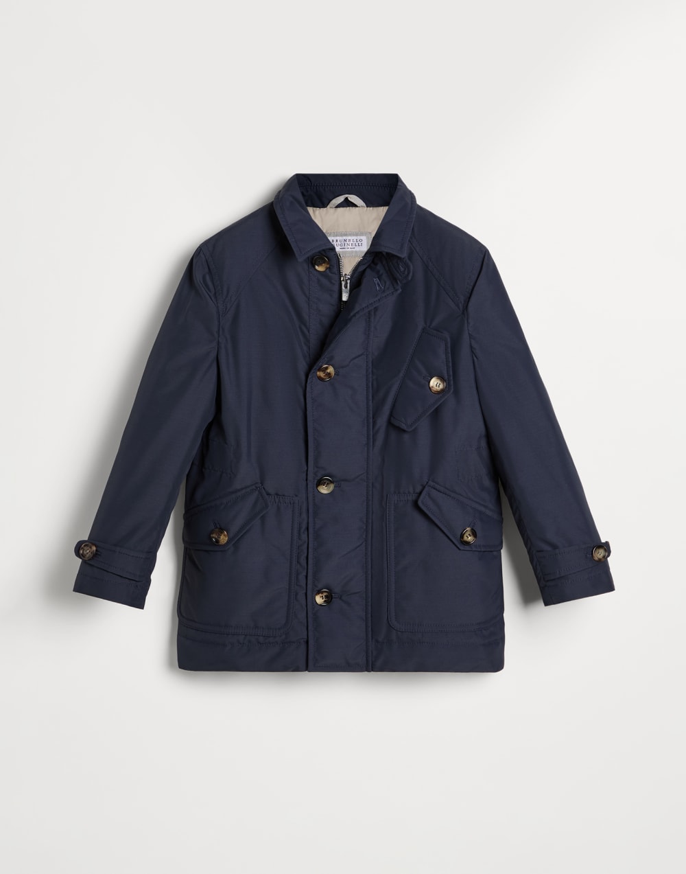 Cotton poplin outerwear jacket Navy Blue Boys - Brunello Cucinelli