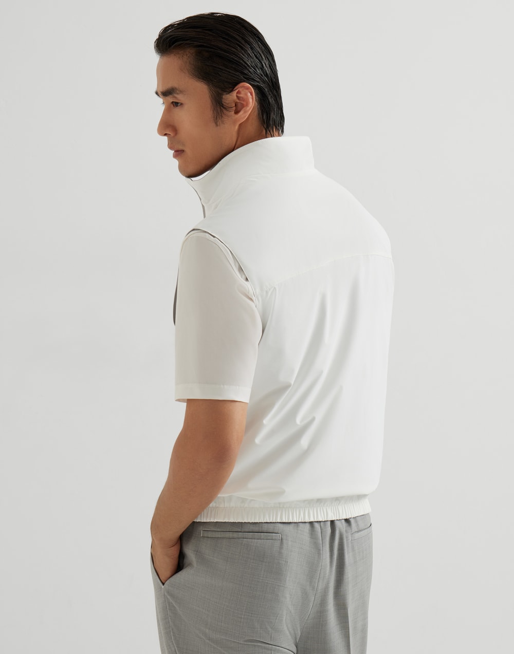 双面穿尼龙马甲 白色 男款 - Brunello Cucinelli