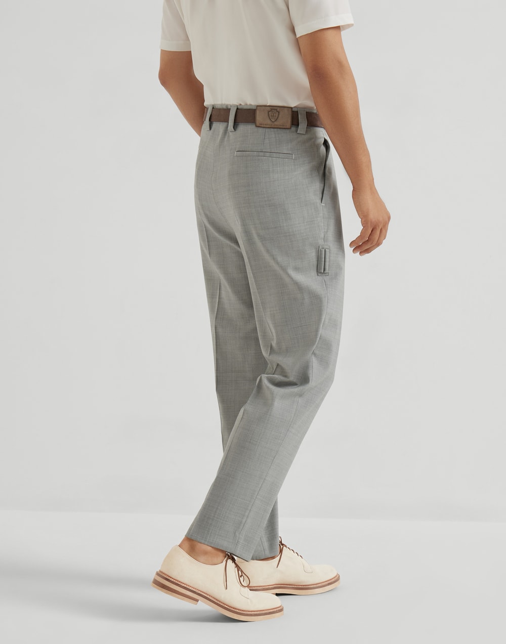 Pantalón en tela de lana virgen Gris Perla Hombre - Brunello Cucinelli
