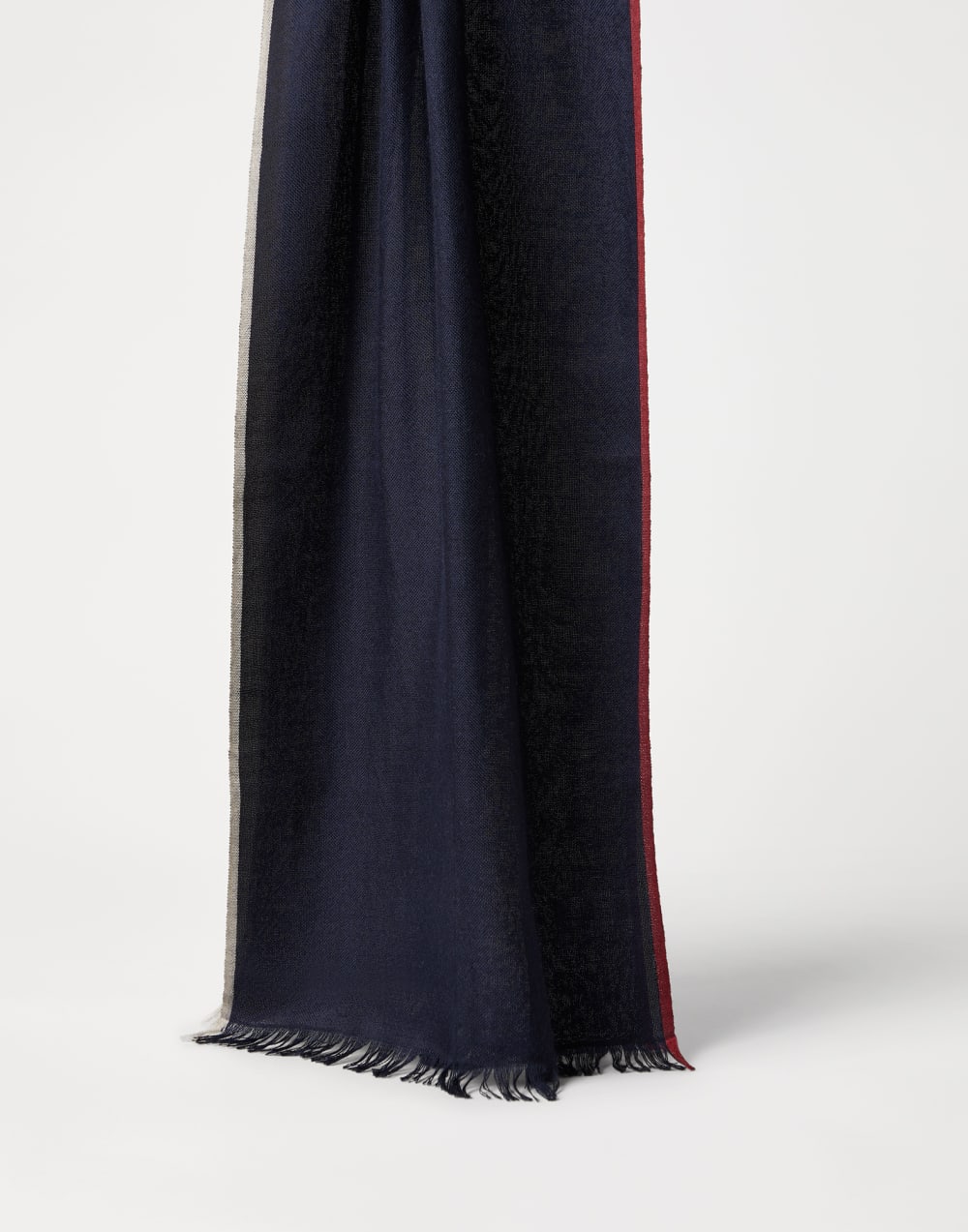 Scarf with selvedge Navy Blue Man - Brunello Cucinelli