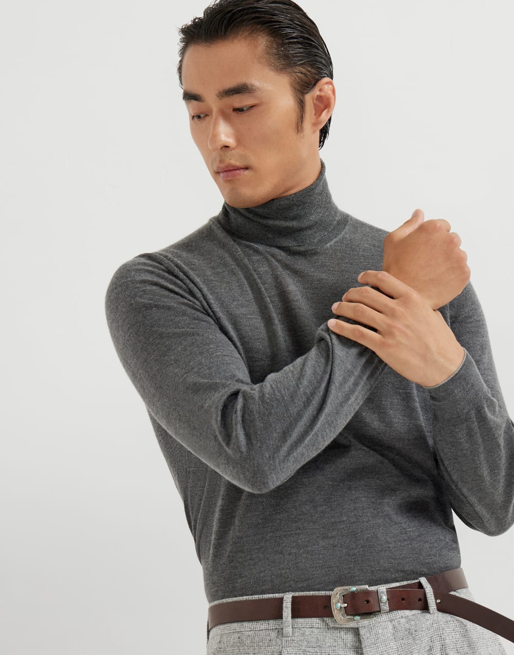 Cashmere and silk lightweight sweater Lead Man - Brunello Cucinelli