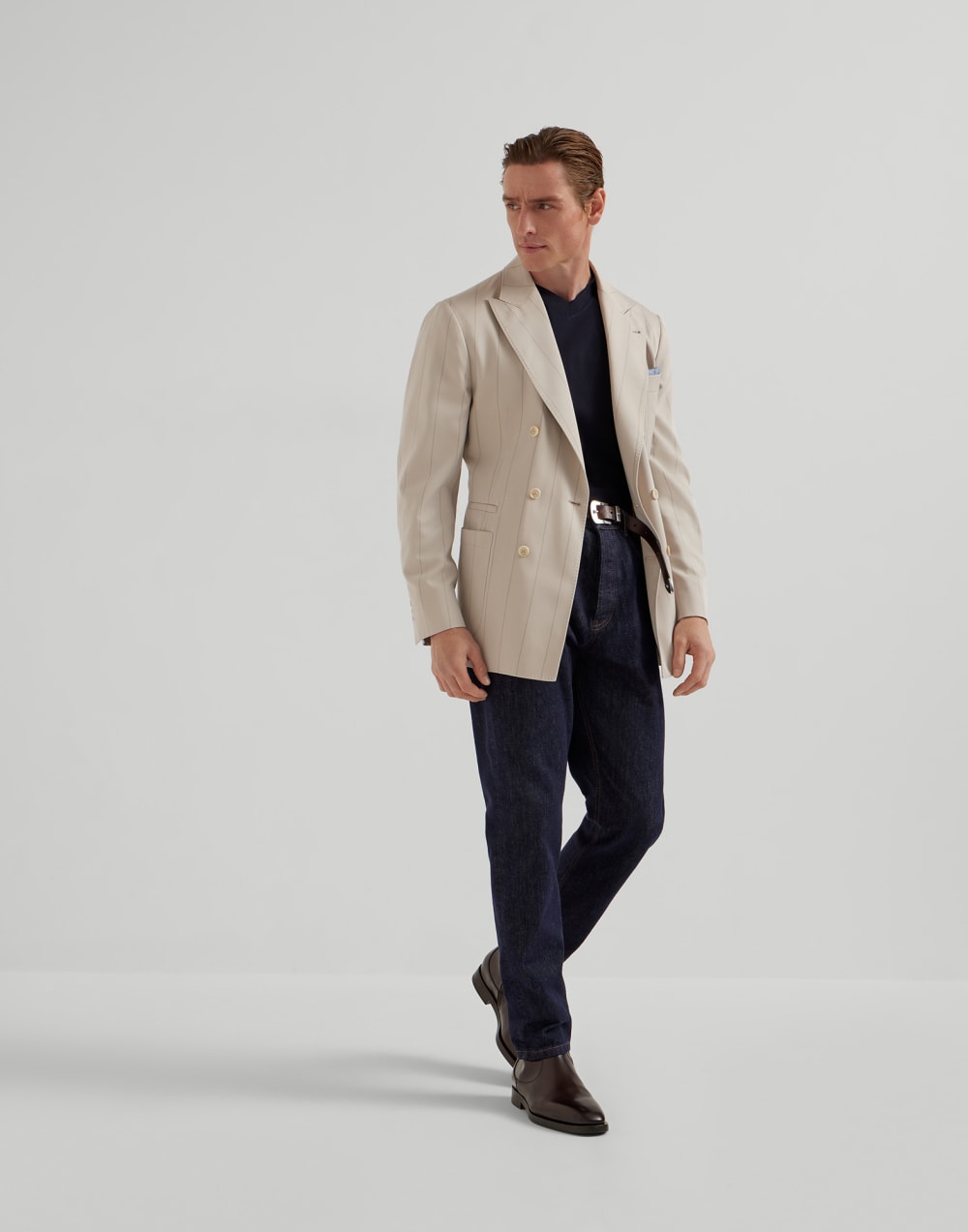 T-shirt à manches longues Bleu Marine Homme - Brunello Cucinelli