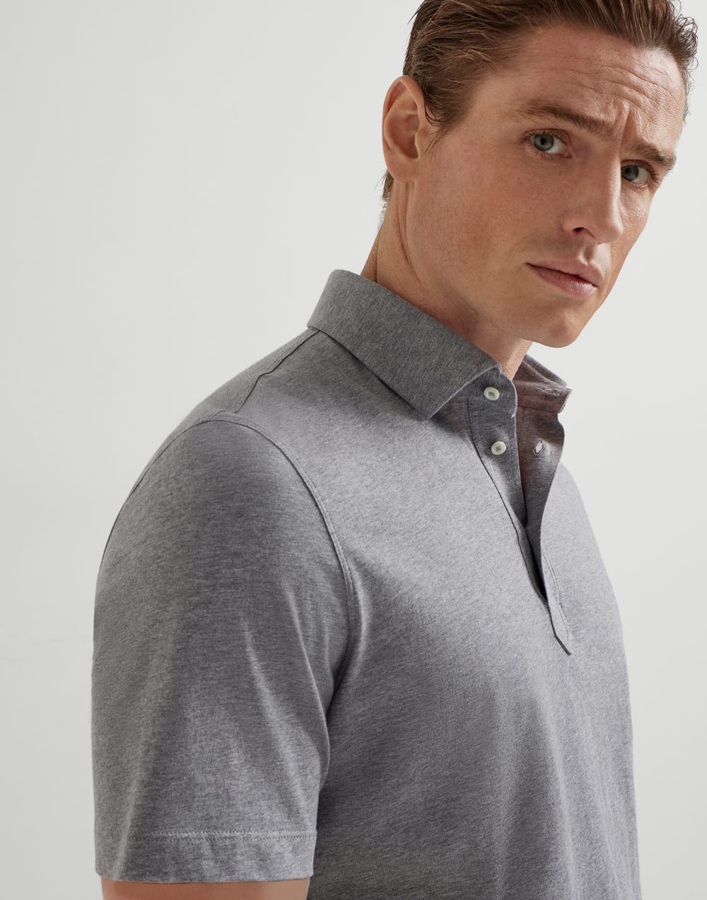 Polo with shirt collar Grey Man - Brunello Cucinelli