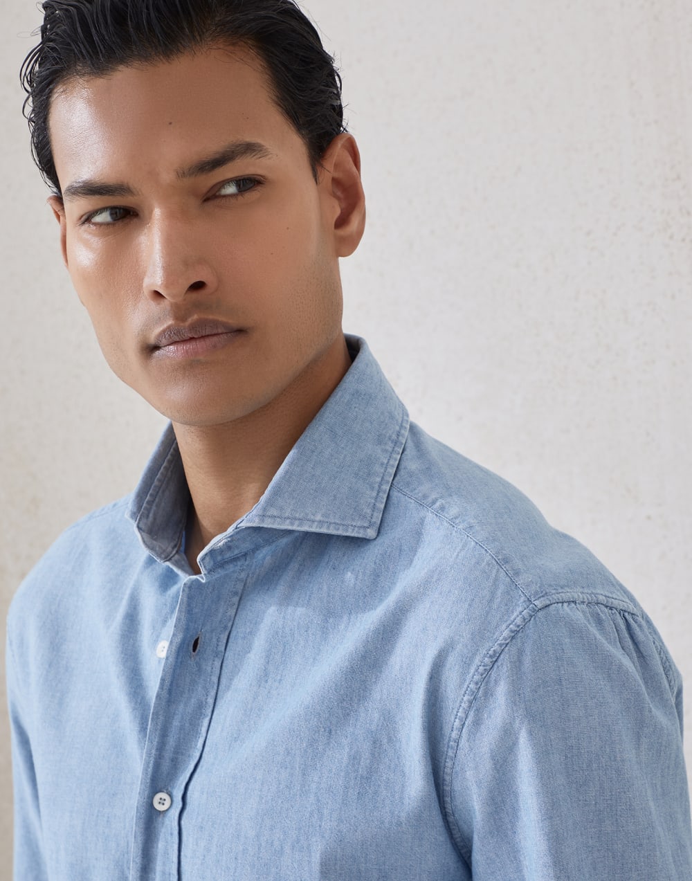 Chambray shirt Medium Denim Man - Brunello Cucinelli