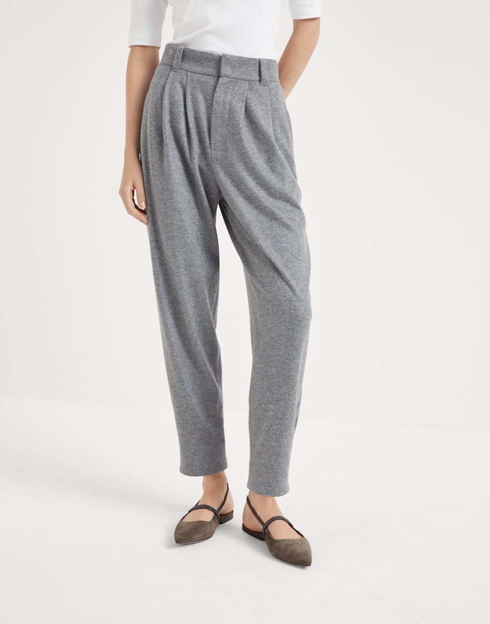 Cashmere jersey trousers Grey Woman - Brunello Cucinelli