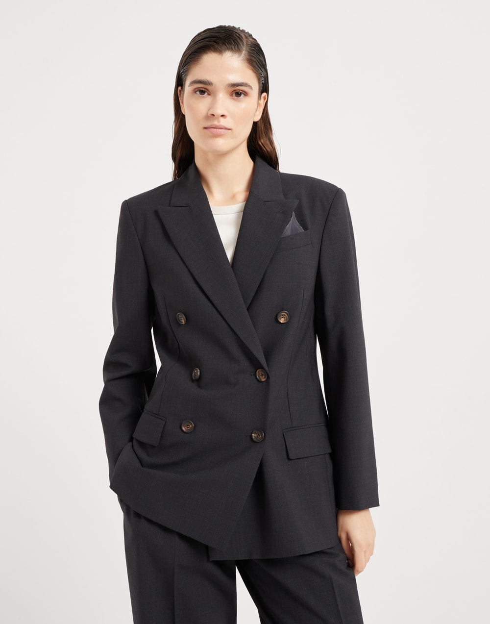 Chaqueta con Monile Gris Lignito Mujer - Brunello Cucinelli