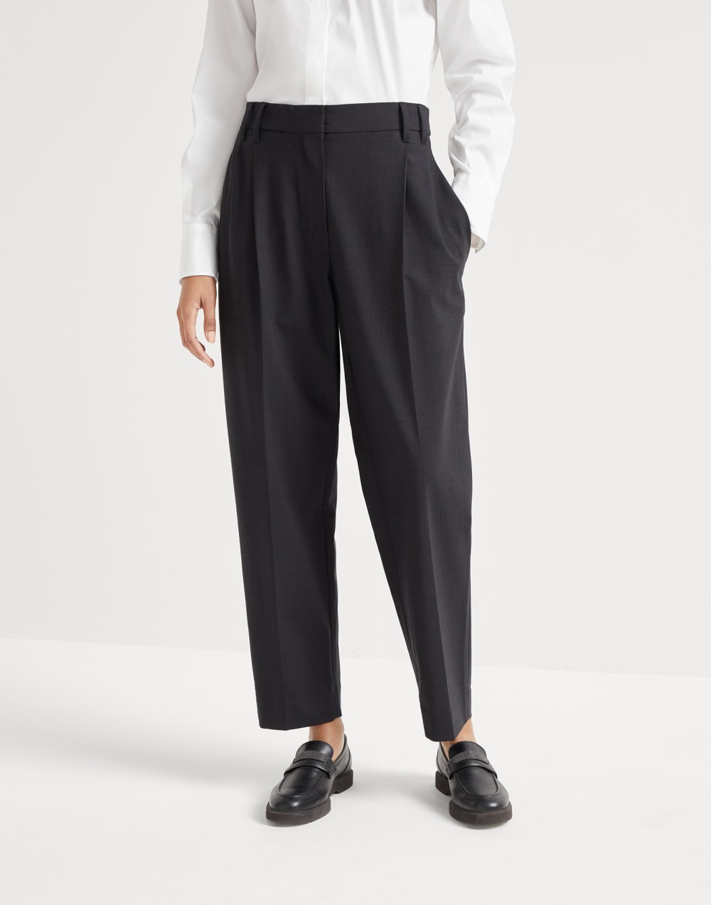 Pantalón Slouchy Gris Lignito Mujer - Brunello Cucinelli