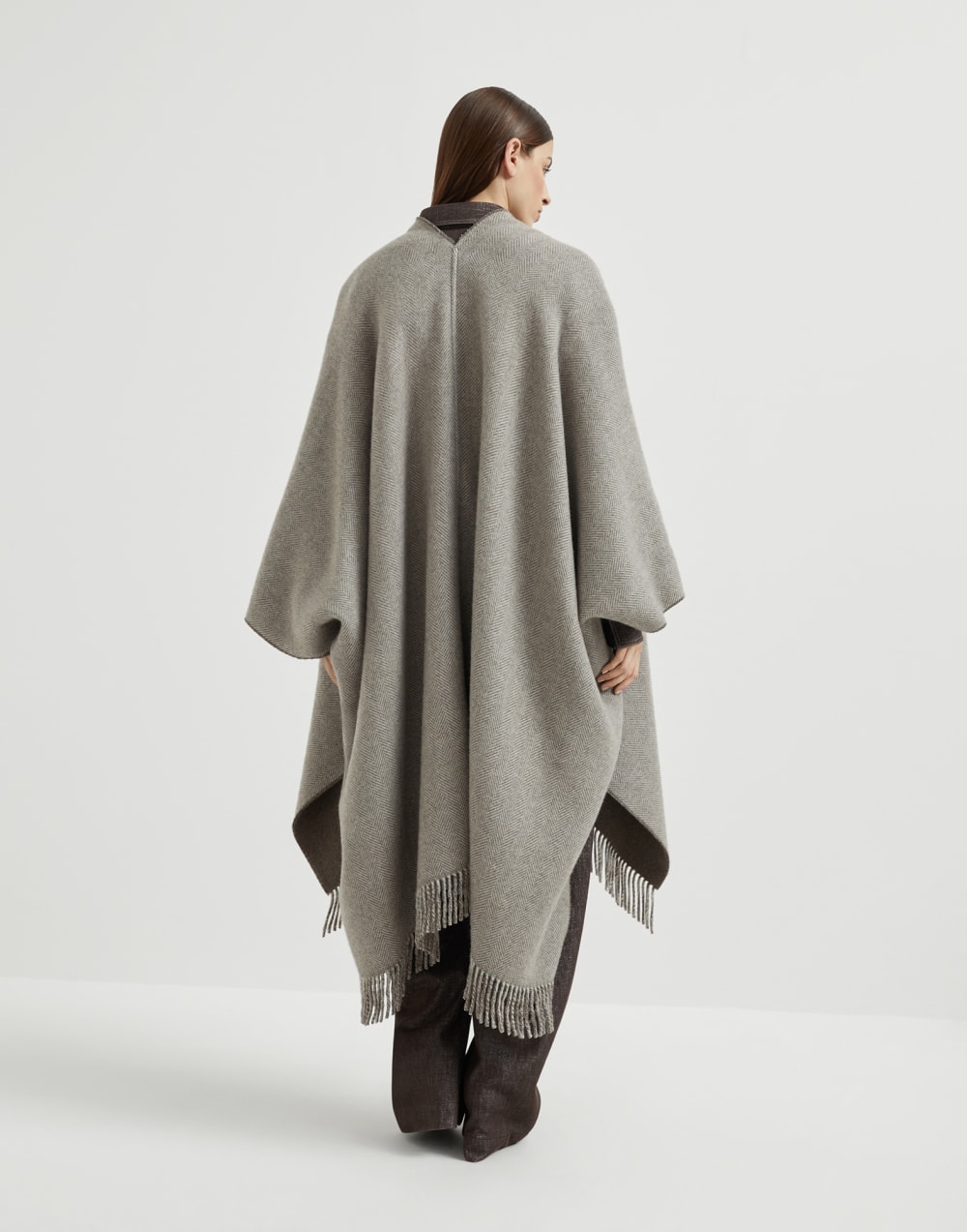 Cashmere flannel poncho Light Brown Woman - Brunello Cucinelli