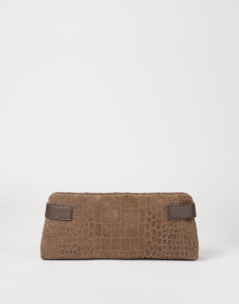 Essence pouch bag with croc embroidery Brown Woman - Brunello Cucinelli