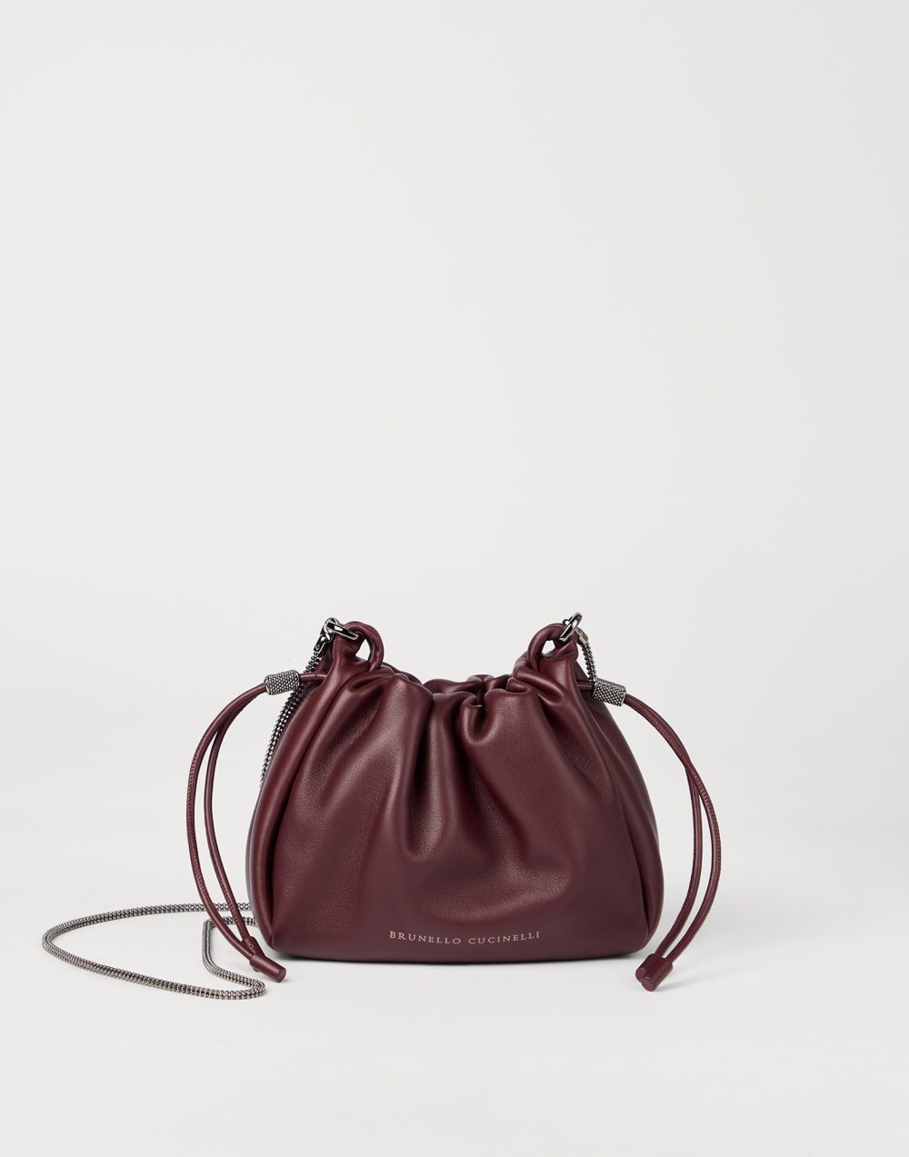 Soft leather mini Mellow Bucket bag Amaranth Woman - Brunello Cucinelli