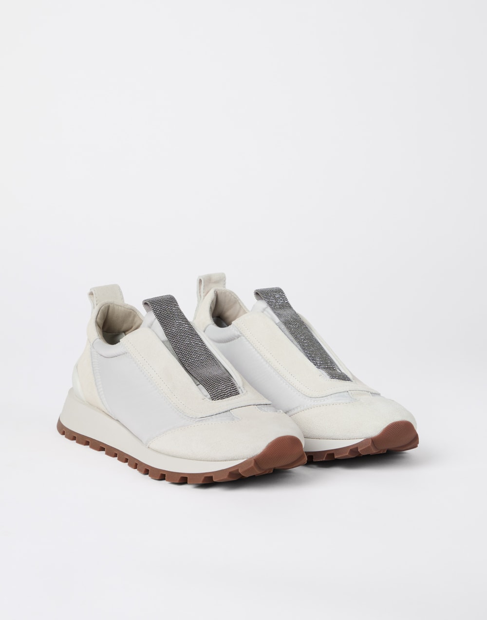 Chaussures de running en daim Blanc Femme - Brunello Cucinelli