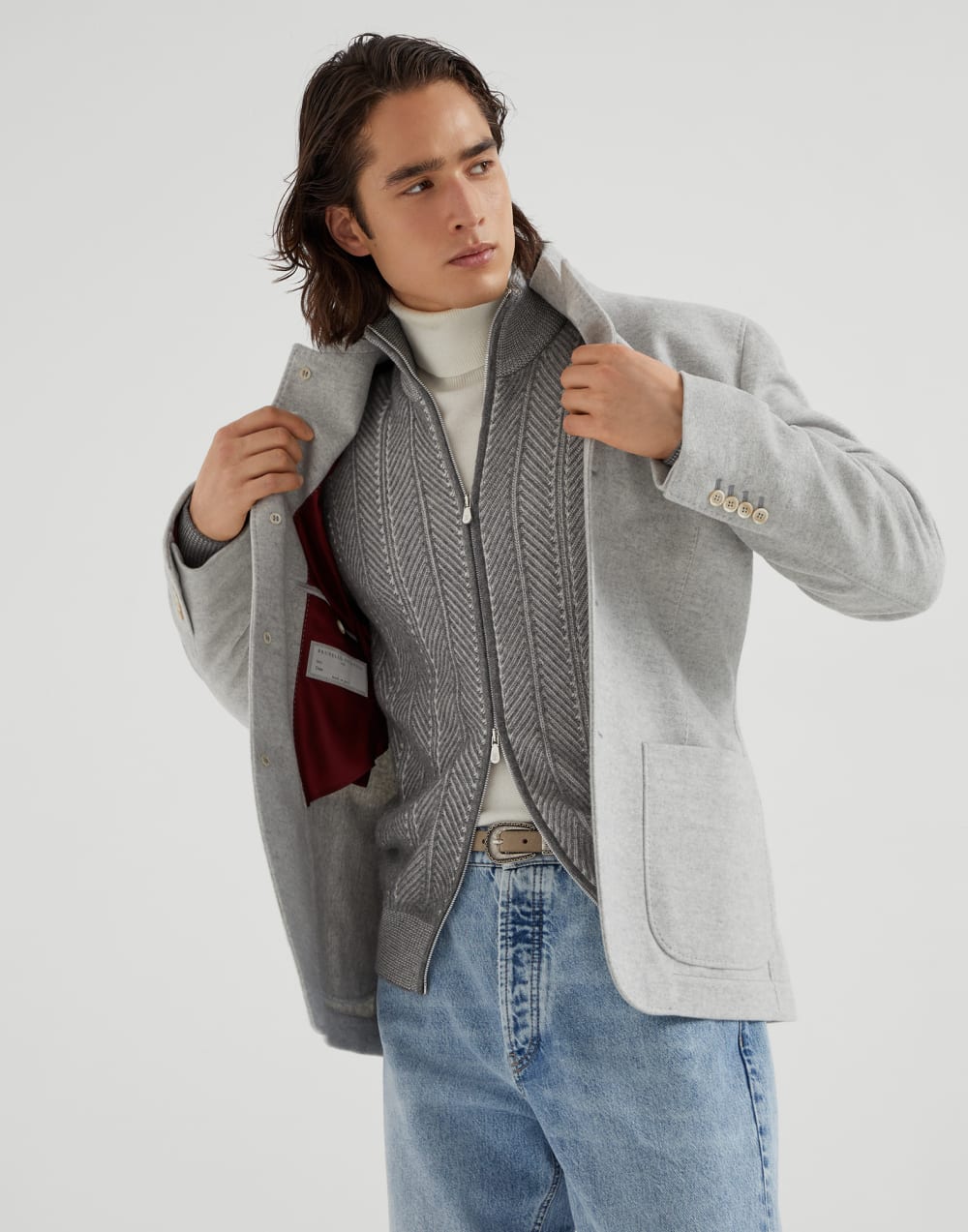 夹克风格外套 浅灰 男款 - Brunello Cucinelli