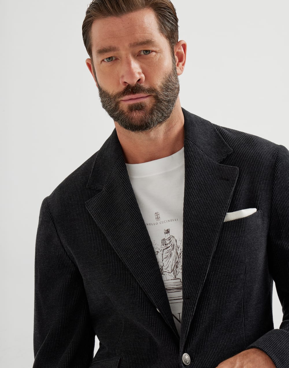 Corduroy Cavallo blazer Charcoal Man - Brunello Cucinelli