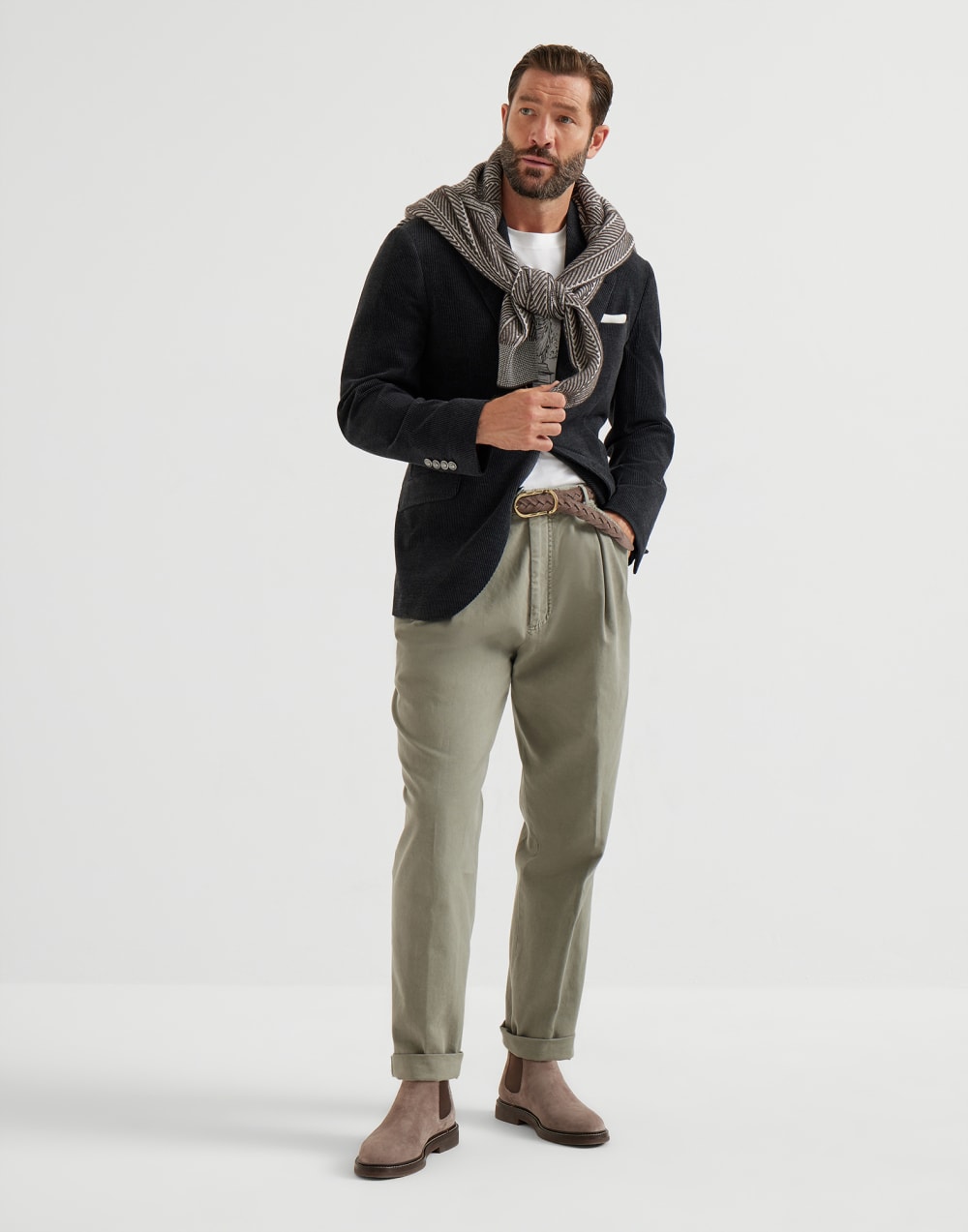 Corduroy Cavallo blazer Charcoal Man - Brunello Cucinelli