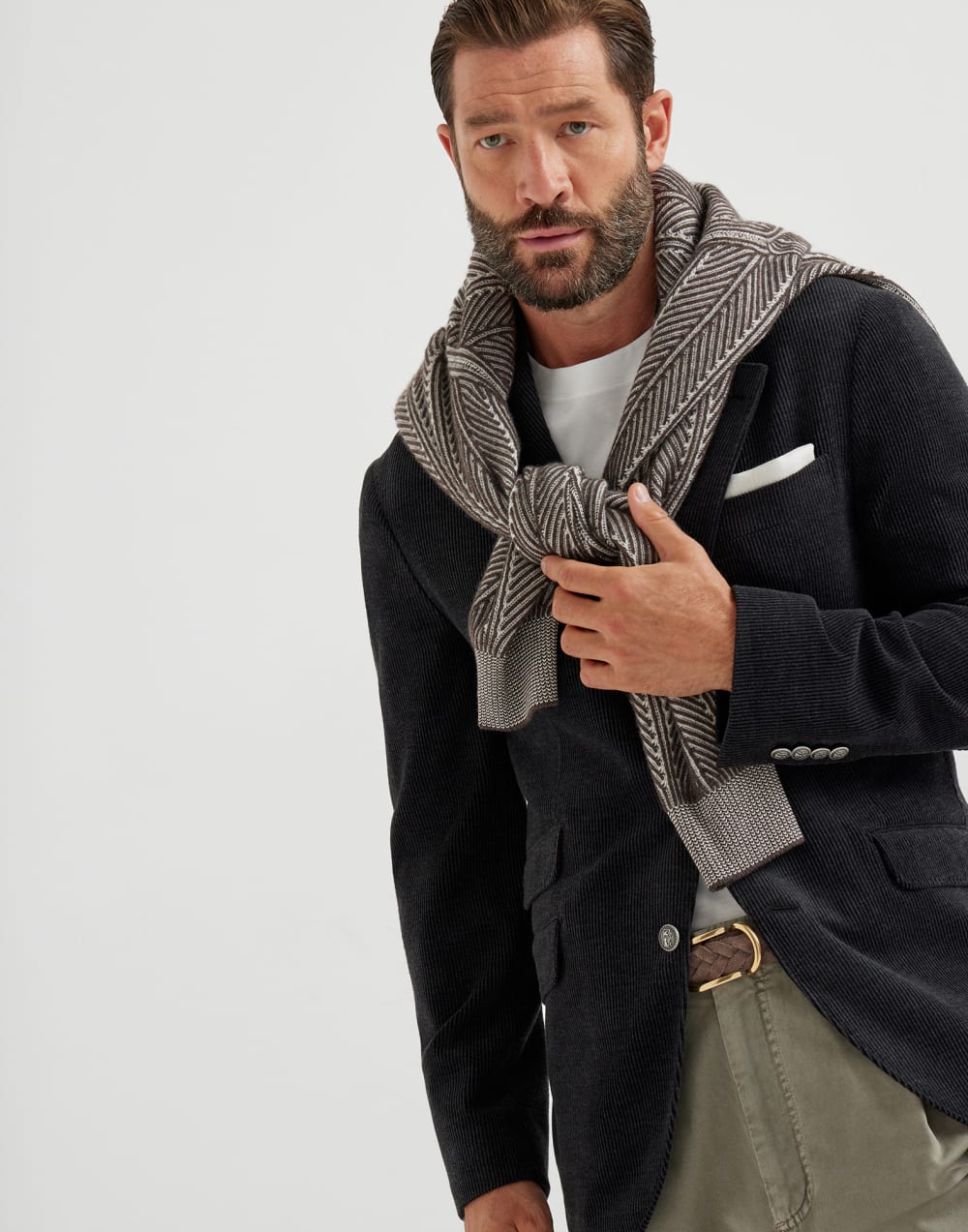 Corduroy Cavallo blazer Charcoal Man - Brunello Cucinelli