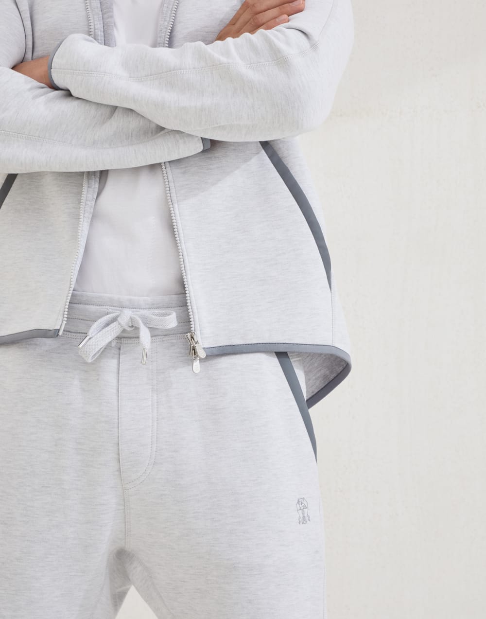 Hose aus Doubleface-Sweatjersey Perlgrau Herren - Brunello Cucinelli
