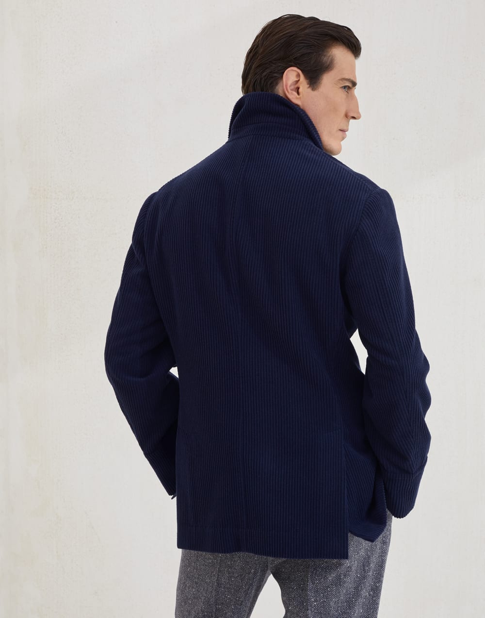 Cashmere corduroy pea coat Blue Man - Brunello Cucinelli