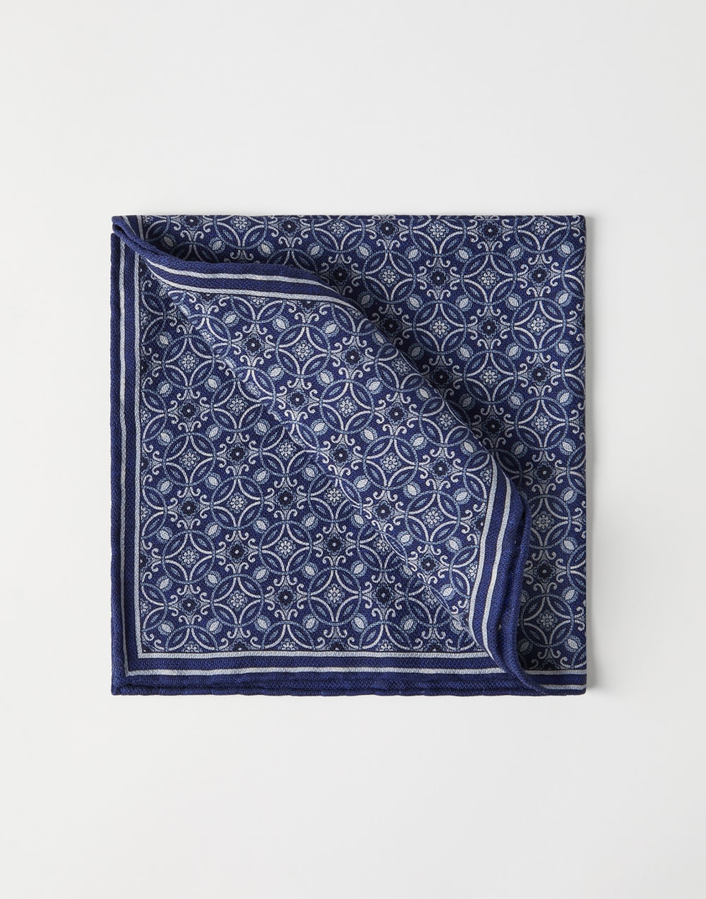 Double face silk pocket square Navy Blue Man - Brunello Cucinelli