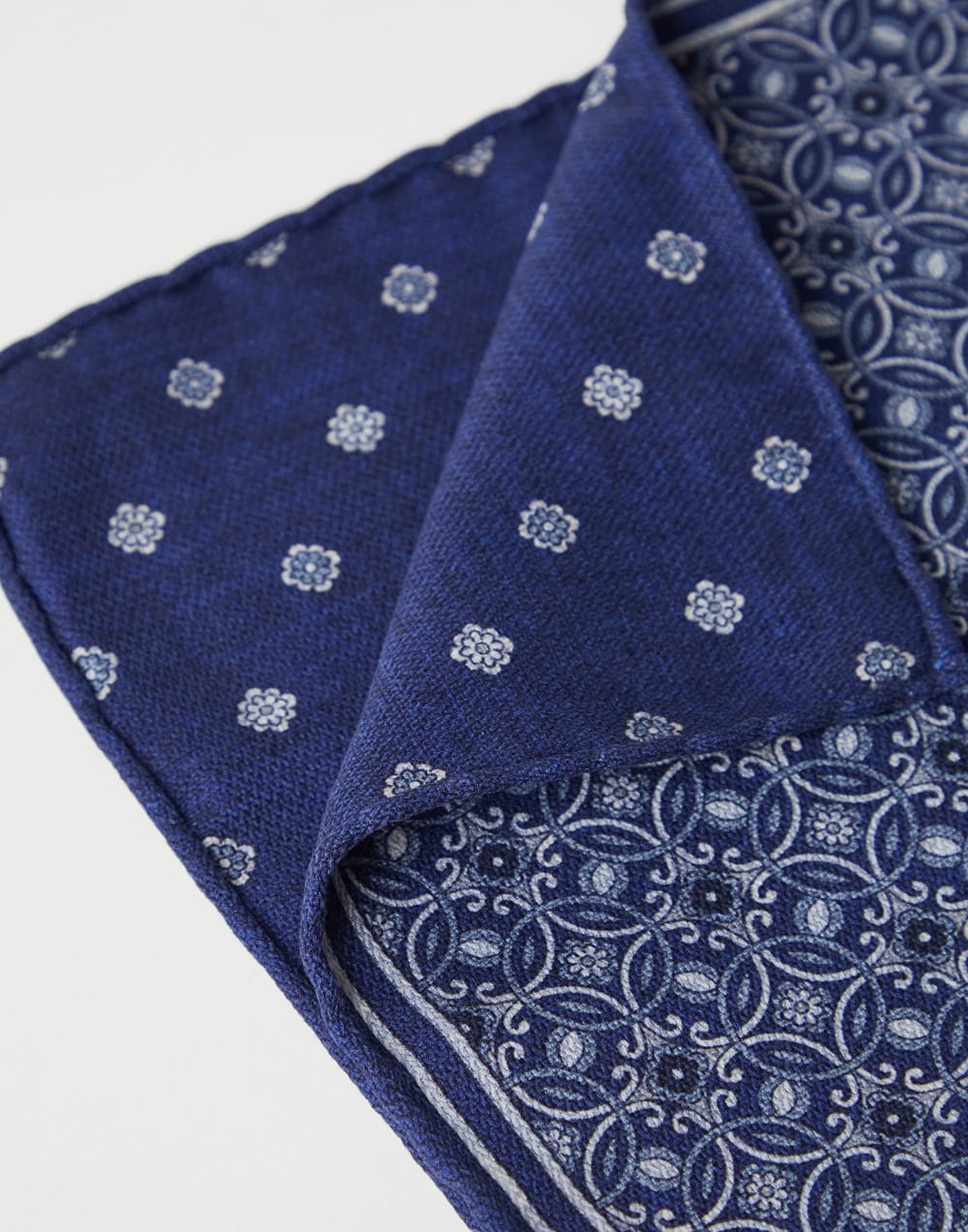 双面设计真丝口袋巾 海军蓝 男款 - Brunello Cucinelli