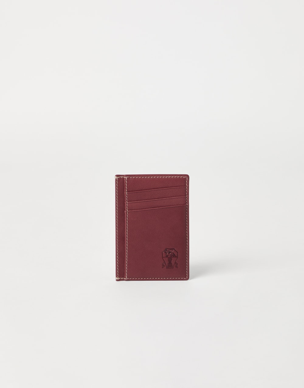 小牛皮卡片夹 深紫红色 男款 - Brunello Cucinelli