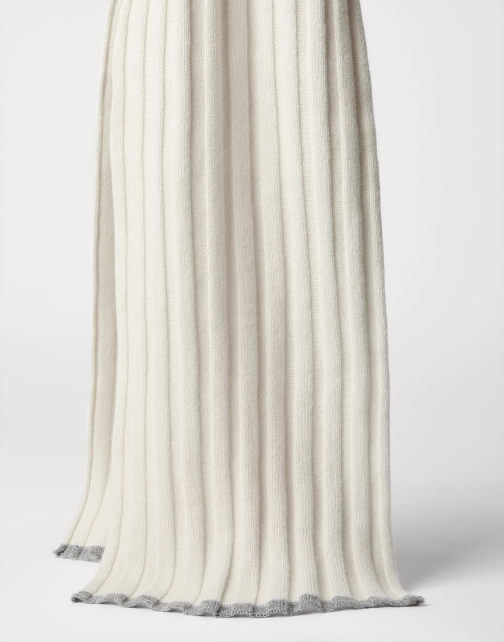 Cashmere knit scarf Ecru Man - Brunello Cucinelli