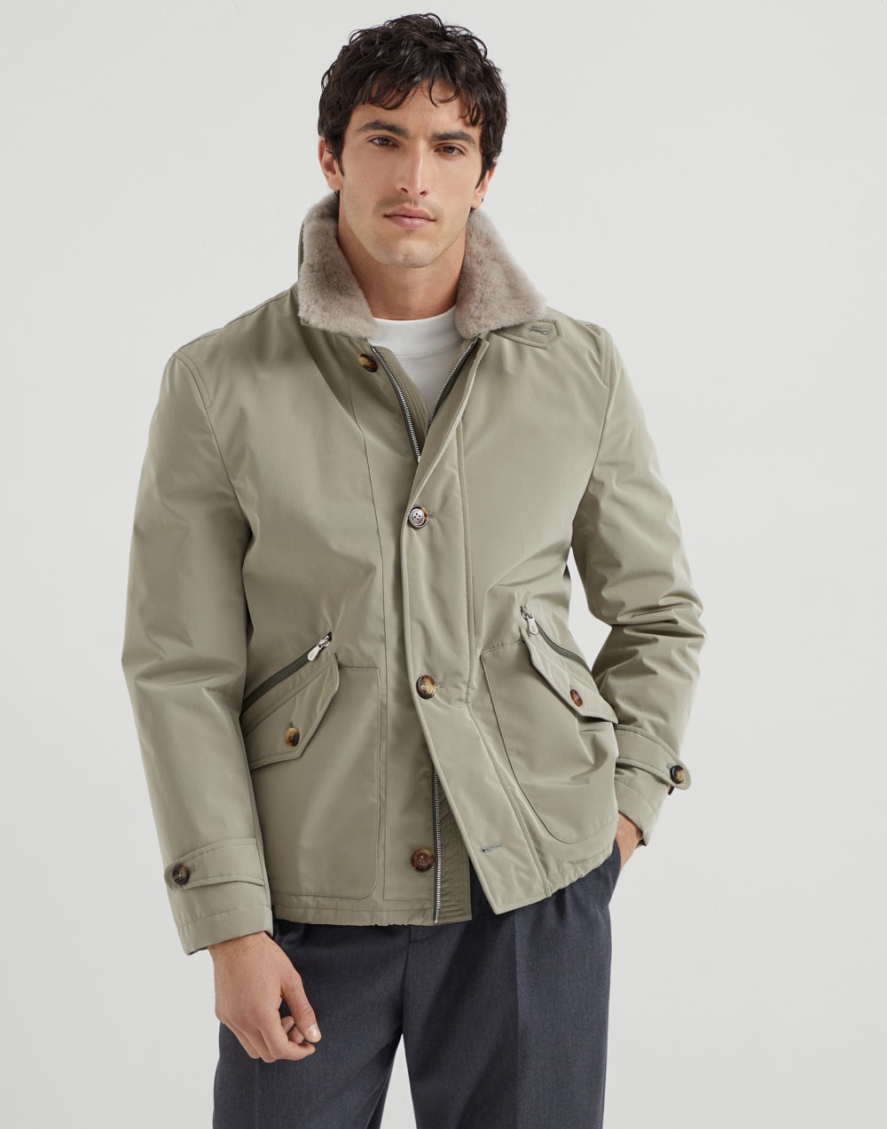 Nylon outerwear Khaki Man - Brunello Cucinelli