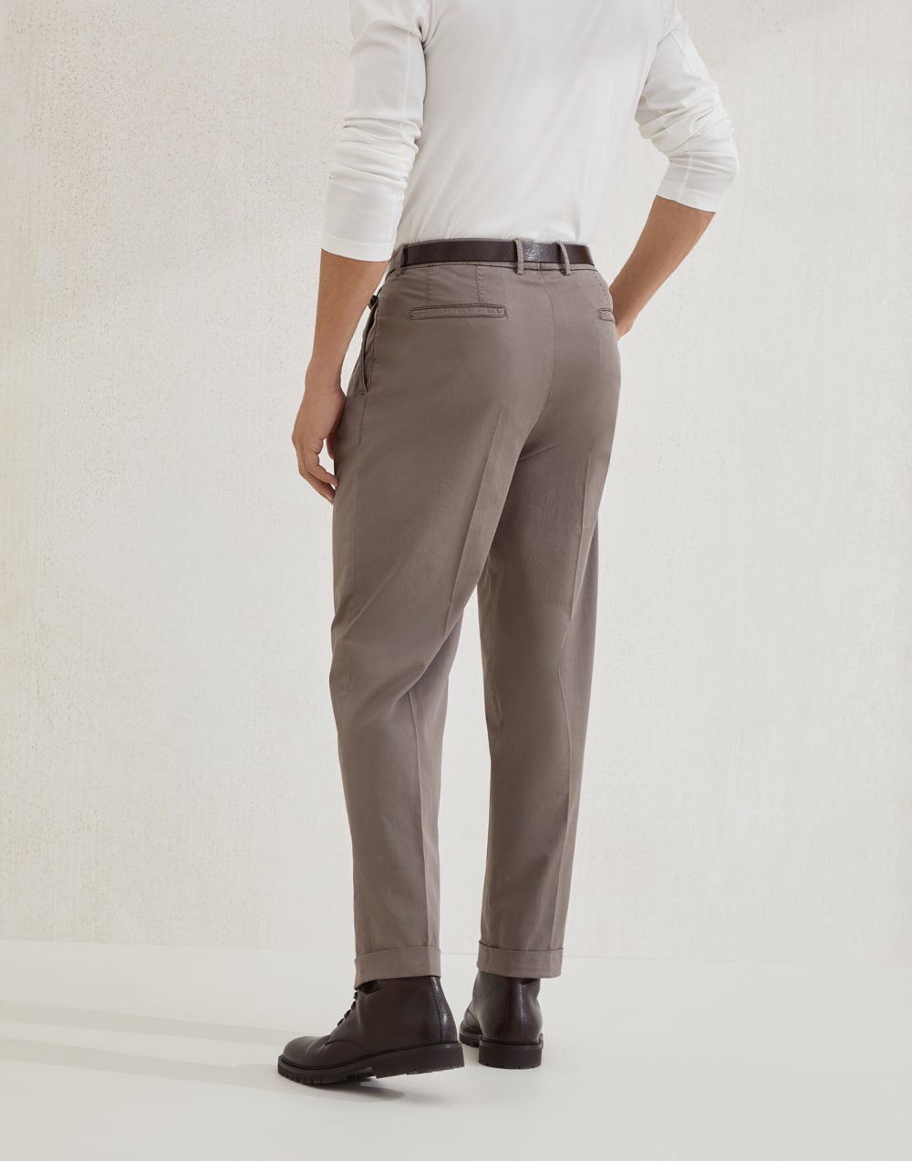 Comfort gabardine trousers Taupe Man - Brunello Cucinelli